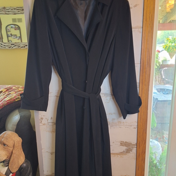 Anne Klein Elegant Black Trench Coat Belted 20W - Picture 1 of 12